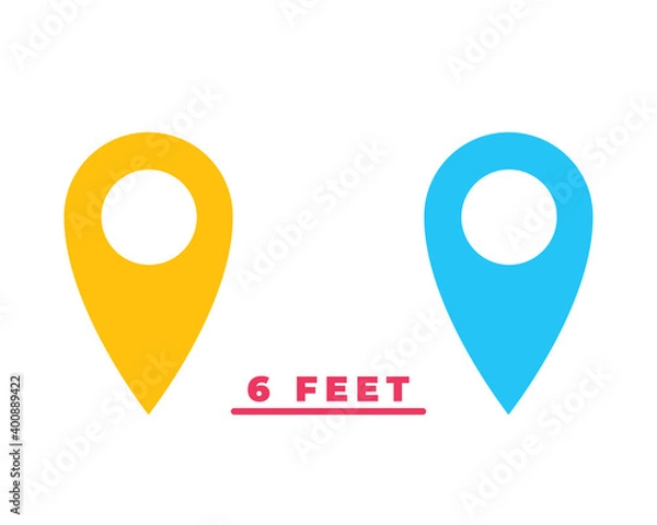 Fototapeta Social Distancing Keep Your Distance or Maintain a Distance of 6ft or 6 Feet Icon. Vector Image.