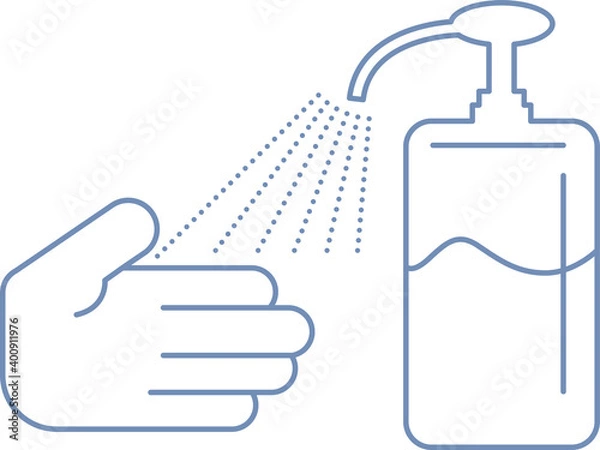 Fototapeta シンプルなアルコール消毒の線画のイラスト