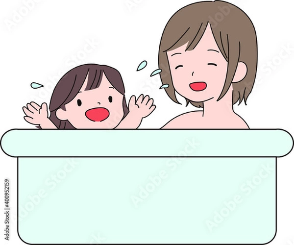 Obraz お母さんとお風呂に入る子供