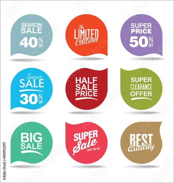 Fototapeta Collection of super sale ribbons stickers and tags template 