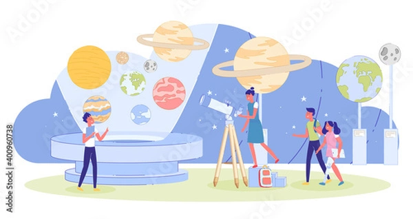 Fototapeta Children Visiting Innovation Educative Planetarium