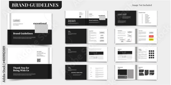 Fototapeta Brand Guideline Template Brand Style Guide Book Brochure Layout Brand Book Brand Manual Landscape Brand Guideline Template
