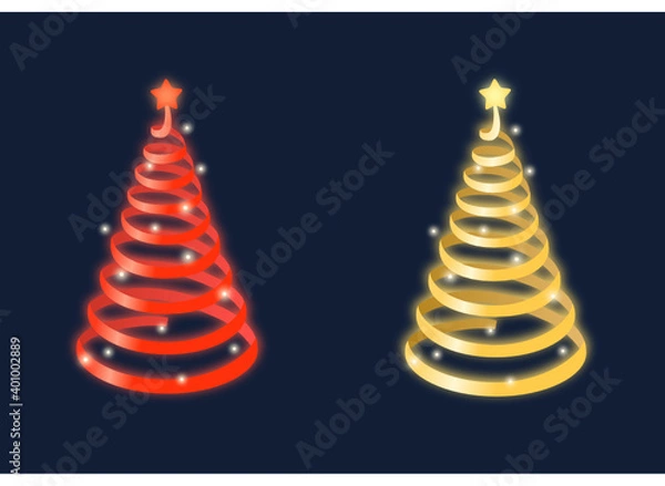 Fototapeta Abstract glowing Christmas trees
