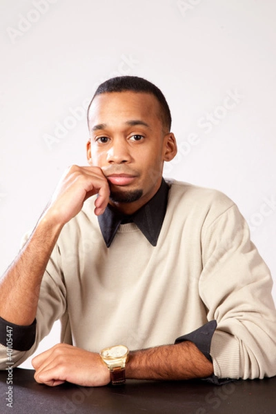 Obraz Black man sitting and thinking