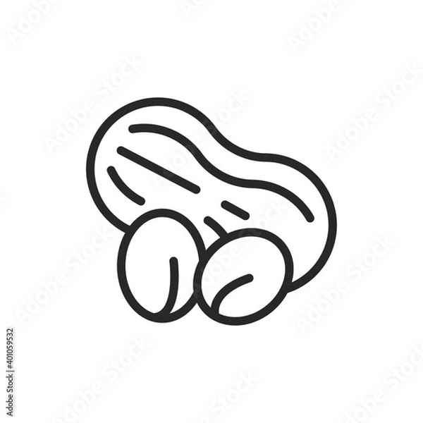 Fototapeta Peanut black line icon. Isolated vector element. Outline pictogram for web page, mobile app, promo.