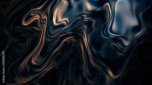 Obraz Dark matter substance. Liquid metal surface. Fluid metallic background. 3d render abstraction