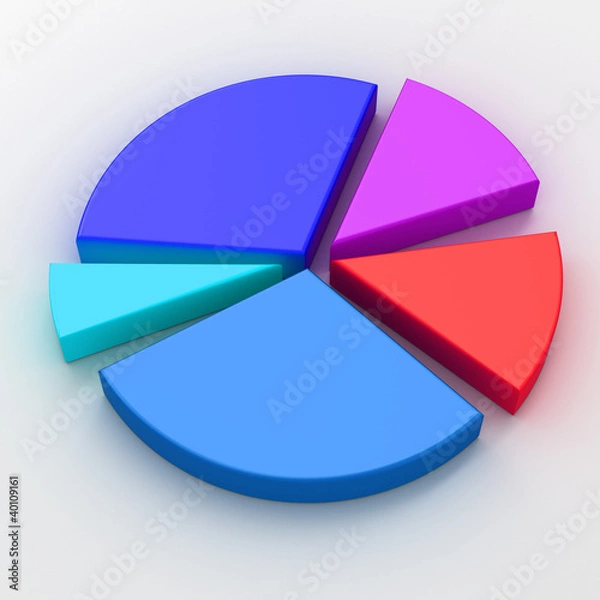 Obraz Colorful 3d pie chart graph