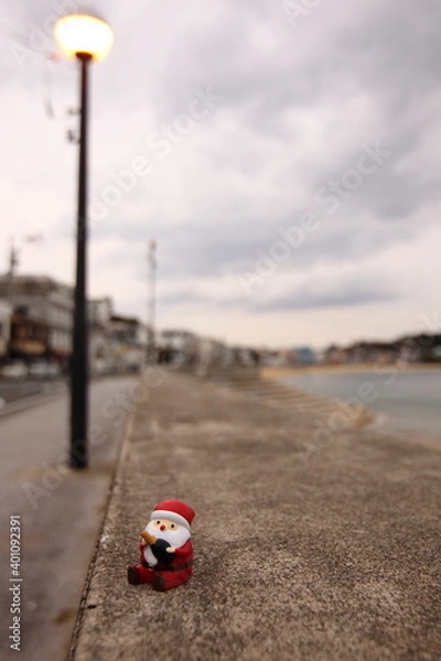 Obraz サンタと街頭