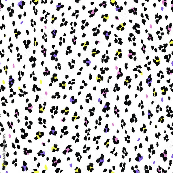 Fototapeta Leopard seamless pattern with neon dots