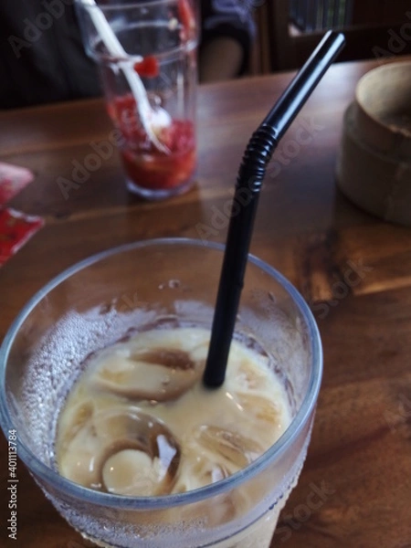 Fototapeta blurred drink in restaurant