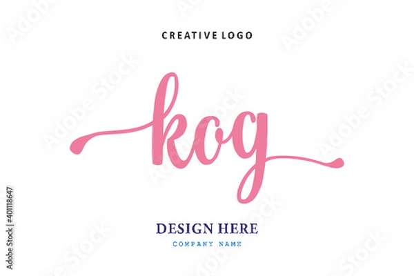 Fototapeta KOG lettering logo is simple, easy to understand and authoritative