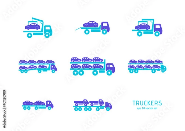 Obraz Automobile transporter - vector icons set