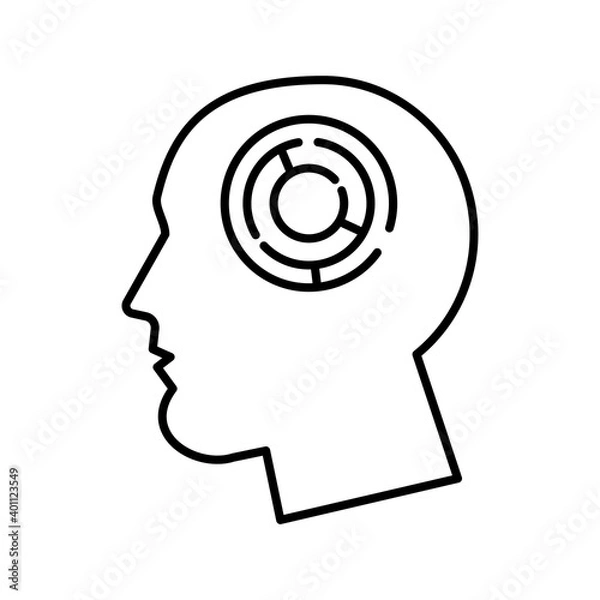 Fototapeta profile with labyrinth psychologist line style icon