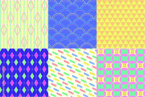 Fototapeta 柄セット/POP/かわいい/カラフル/キュート/幾何学