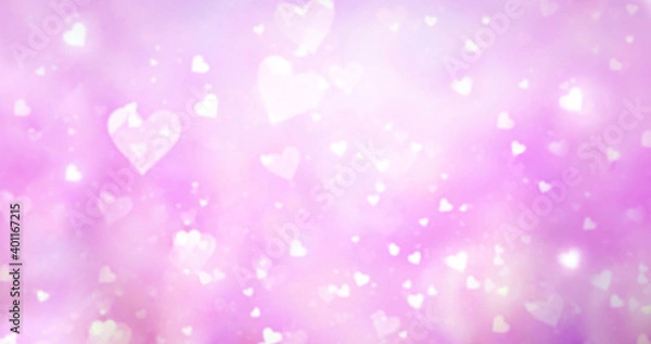 Obraz Valentine's day. Defocused lights in the form of hearts. Lights Abstract Background 