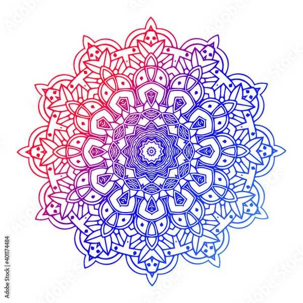 Fototapeta Mandala pattern colored background. Vector illustration. Meditation element for India yoga. Ornament for decorating. Boho, fabric.
