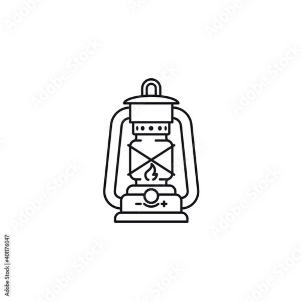 Fototapeta Kerosene lamp vector line icon
