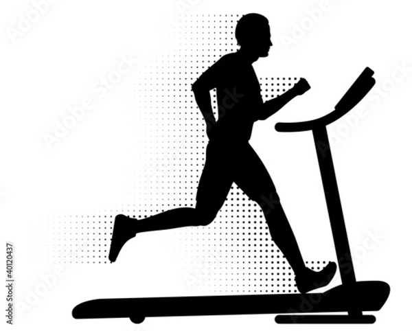 Obraz Man running on a treadmill with halftone motion trail