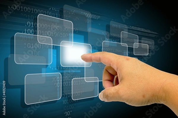 Obraz Hand pushing a button