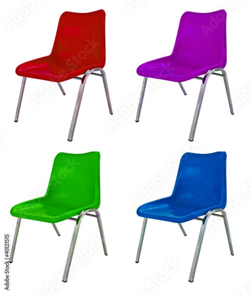 Obraz plastic chairs on white background