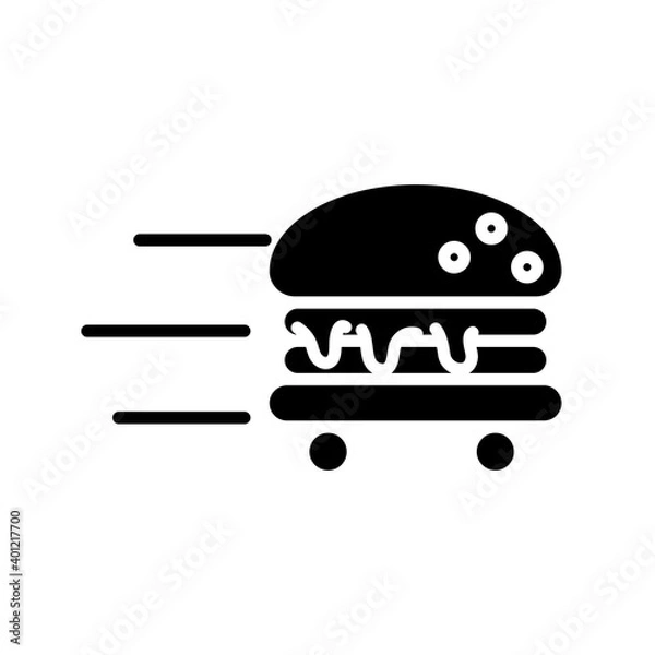 Obraz hamburger with wheels delivery food silhouette style icon