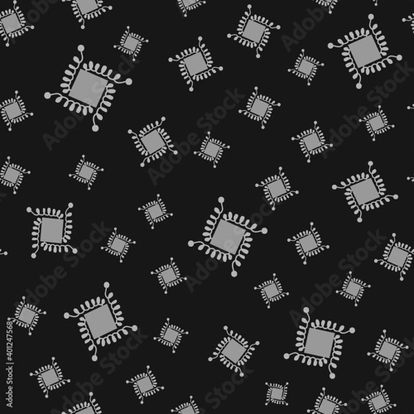 Fototapeta Calm monochrome seamless pattern. Light gray swirling patterns on a dark background. Perfect for textiles, scarves, neckerchiefs, fabrics, men's clothing and underwear, wallpaper, packaging, decor