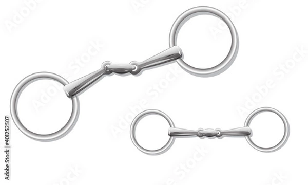 Fototapeta French link ring snaffle bit with a lozenge  isolated on white. Vector image