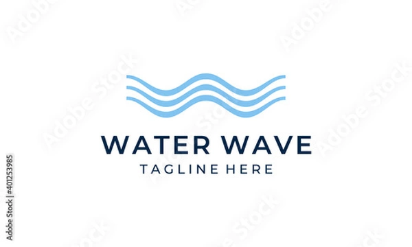 Obraz initial letter W with ocean water wave logo design template