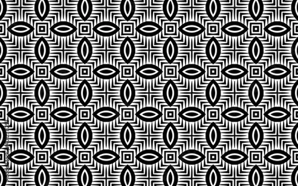 Fototapeta Ethnic black white traditional tribal pattern in doodling style. Abstract geometric texture for coloring book, wallpaper, textile