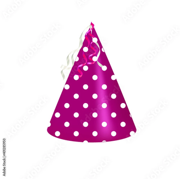 Obraz Pink party hat. vector illustration