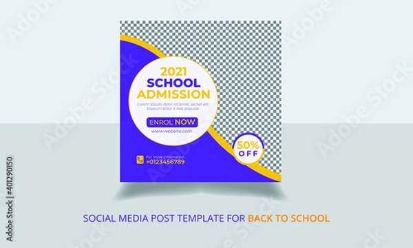 Fototapeta Back to School Social Media Post Template Design