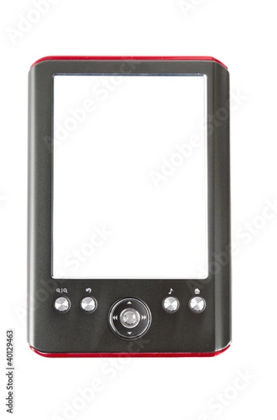 Fototapeta E-book with a blank screen, isolated on white background