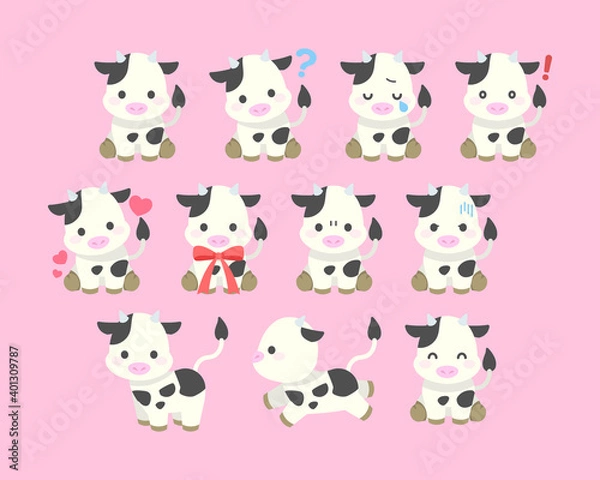 Obraz 牛イラスト素材 : Cow illustration material