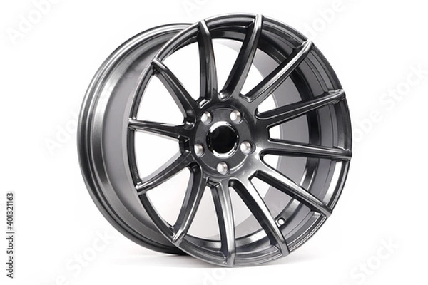 Fototapeta Beautiful car wheels isolated on white background