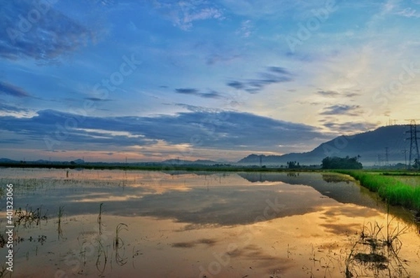 Obraz sunset over the river