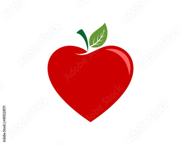 Fototapeta Apple fruit with love shape logo