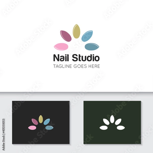 Fototapeta trendy and modern nail logo and icon best for salon, cosmetics, manicure, services design template