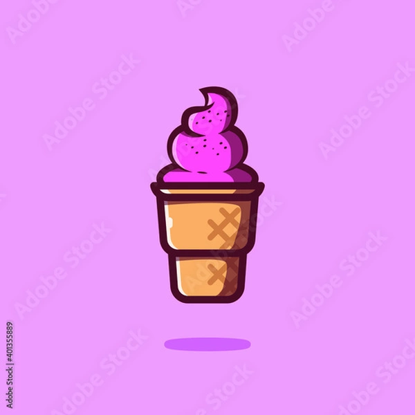 Obraz Ice Cream Flat Cartoon Icon Illustration. Premium Vector Fast Food Icon Concept Isolated. Flat Cartoon Style