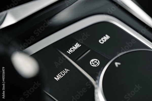 Fototapeta Car dashboard control panel buttons close up