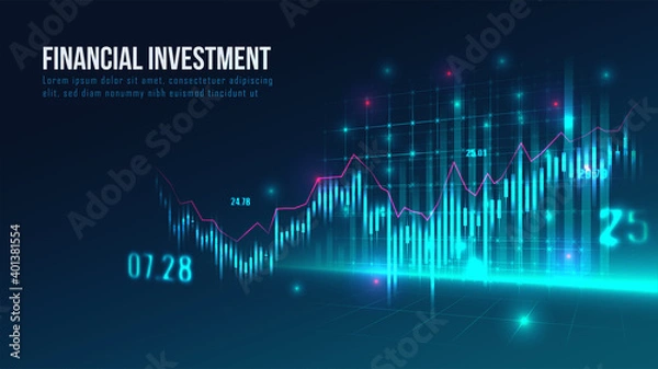 Fototapeta Stock market or forex trading graph in graphic concept suitable for financial investment or Economic trends business idea and all art work design. Abstract finance background. Vector illustration