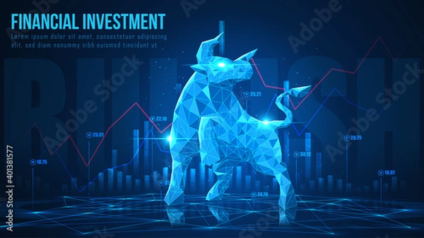 Obraz Concept art of Bullish in futuristic idea suitable for Stock Marketing or Financial Investment
