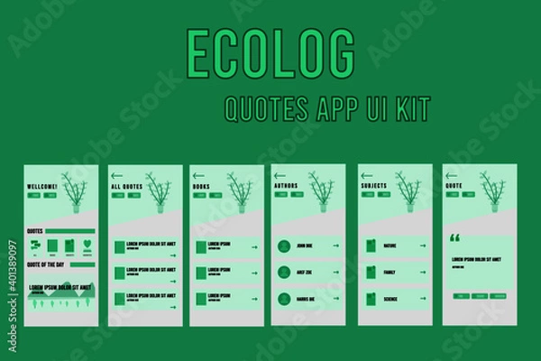 Obraz Ecology quotes app ui kit.