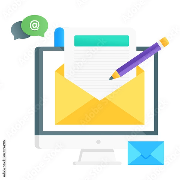 Fototapeta 
Compose new mail, flat gradient conceptual icon of writing emails 

