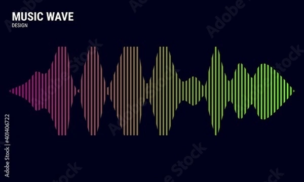 Fototapeta Music abstract background, colored in pink, yellow and green gradations. Equalizer for music. Vector Illustration