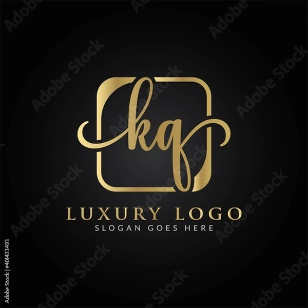 Obraz Linked Letter KQ Logo Design vector Template. Creative Abstract KQ Luxury Logo Design Vector Illustration