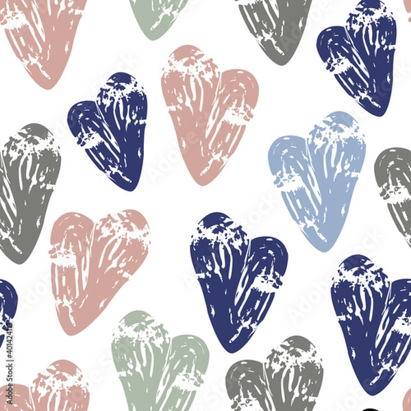 Fototapeta Abstract heart seamless pattern in pastel trendy colors for fabric textile prints or backgrounds templates, tiles