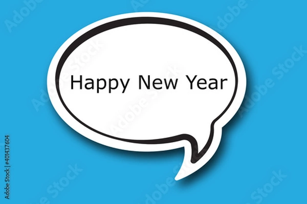 Obraz happy new year word written talk bubble