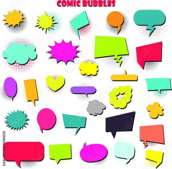 Fototapeta set of colorful speech bubbles