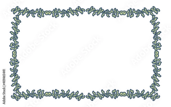 Fototapeta フレーム素材、手描きのナチュラルなリーフフレーム