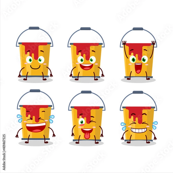 Fototapeta Cartoon character of yellow paint bucket with smile expression